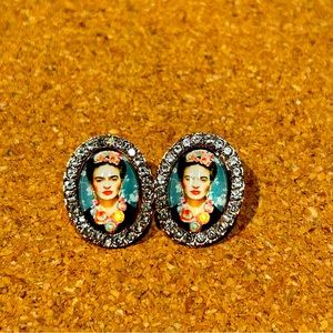 Frida Kahlo Bling Portrait Earrings – Sparkle with Style